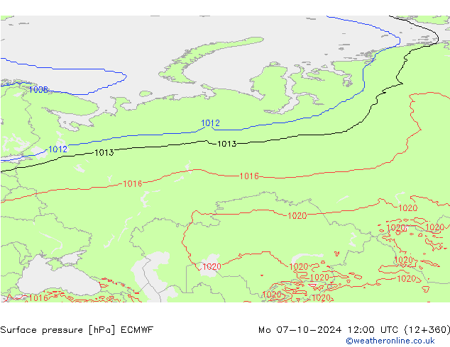 ciśnienie ECMWF pon. 07.10.2024 12 UTC