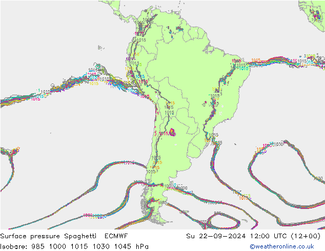 Surface pressure Spaghetti ECMWF Su 22.09.2024 12 UTC