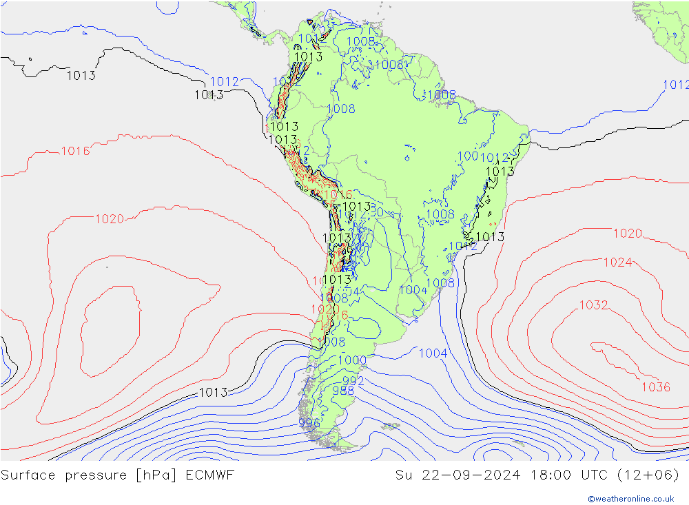 Surface pressure ECMWF Su 22.09.2024 18 UTC