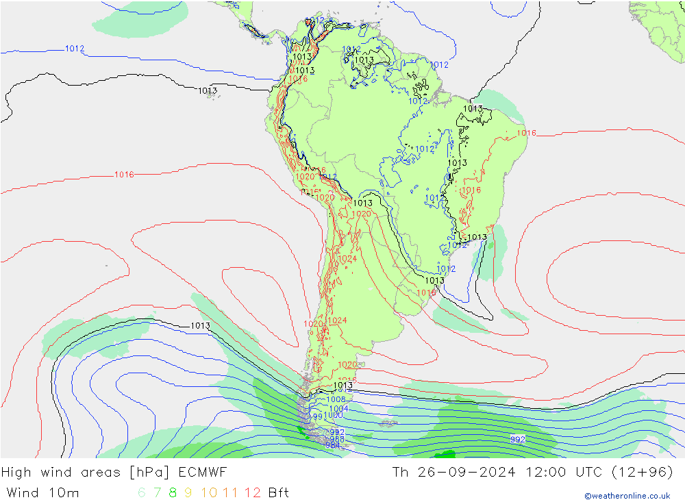 Windvelden ECMWF do 26.09.2024 12 UTC