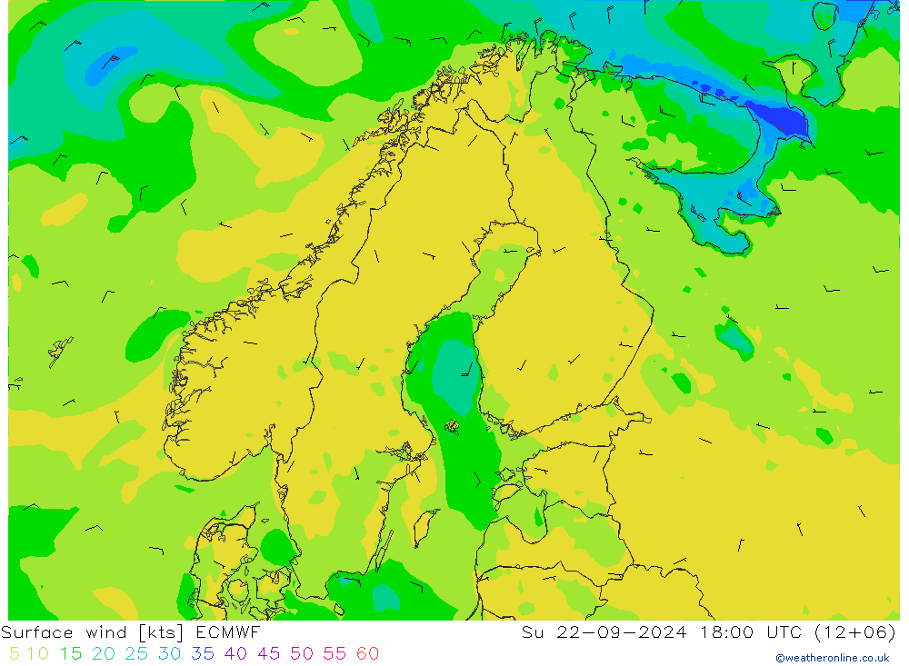 Surface wind ECMWF Su 22.09.2024 18 UTC