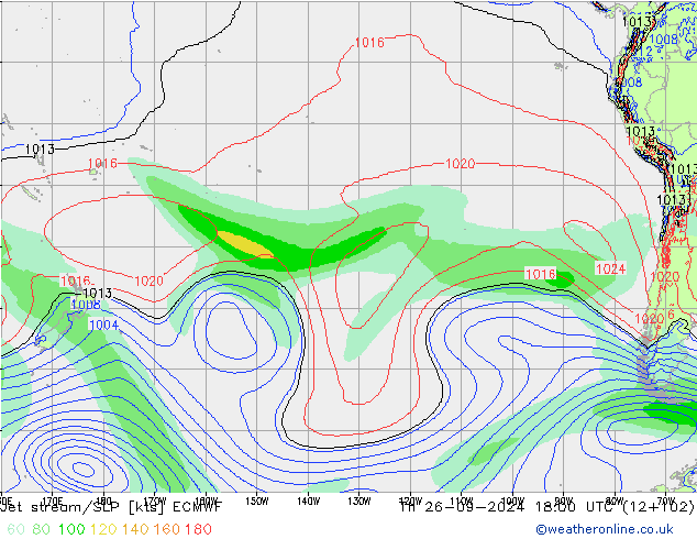 Corrente a getto ECMWF gio 26.09.2024 18 UTC