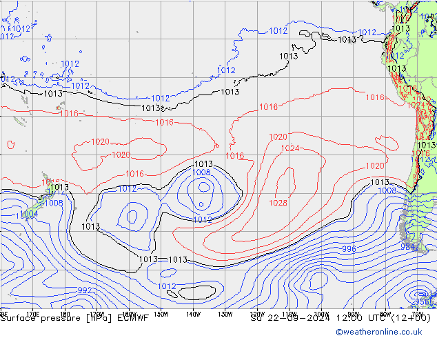 Surface pressure ECMWF Su 22.09.2024 12 UTC