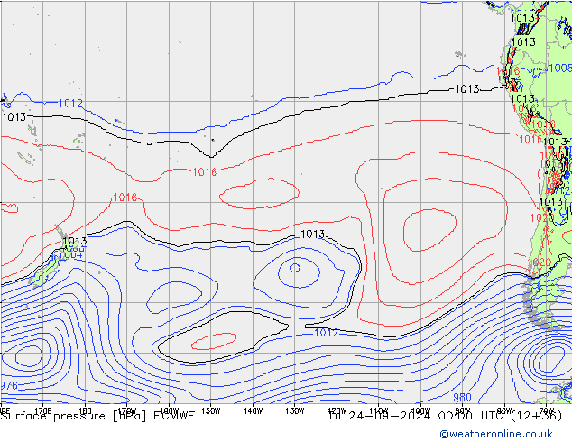 pressão do solo ECMWF Ter 24.09.2024 00 UTC