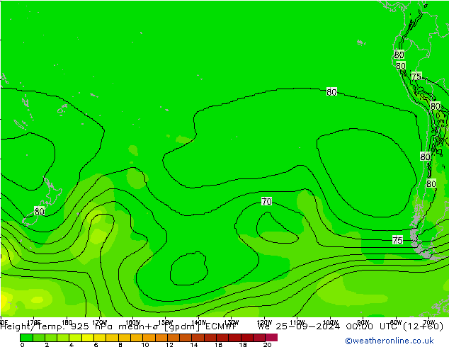 Height/Temp. 925 гПа ECMWF ср 25.09.2024 00 UTC