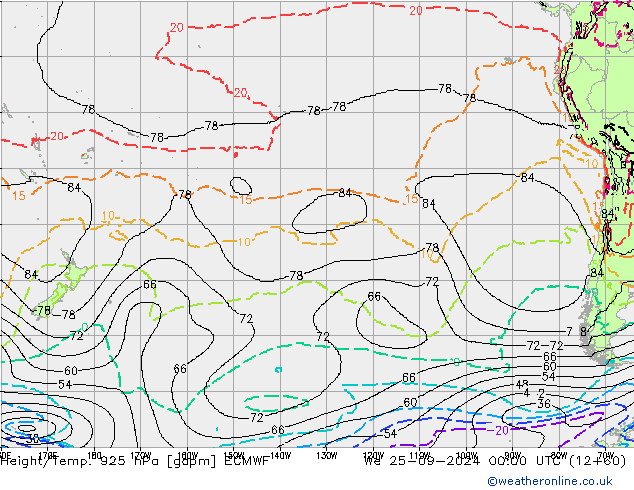 Height/Temp. 925 гПа ECMWF ср 25.09.2024 00 UTC