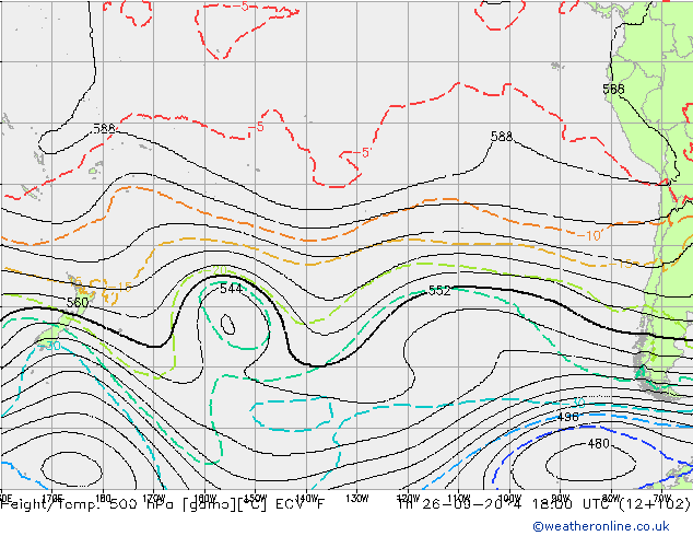 Yükseklik/Sıc. 500 hPa ECMWF Per 26.09.2024 18 UTC