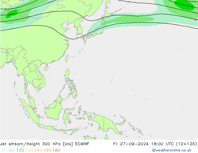 Jet stream/Height 300 hPa ECMWF Fr 27.09.2024 18 UTC