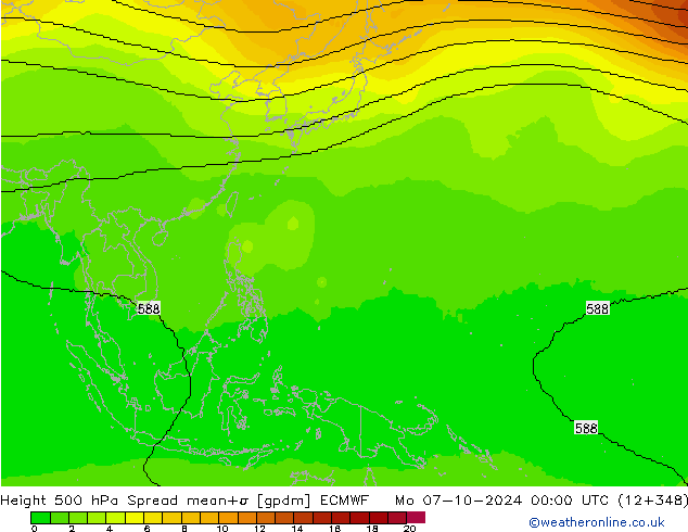 Height 500 hPa Spread ECMWF Mo 07.10.2024 00 UTC