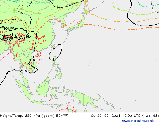 Height/Temp. 850 hPa ECMWF Dom 29.09.2024 12 UTC