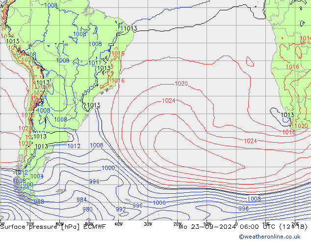 Bodendruck ECMWF Mo 23.09.2024 06 UTC