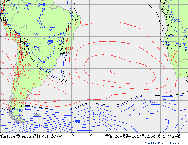 Surface pressure ECMWF Th 26.09.2024 00 UTC