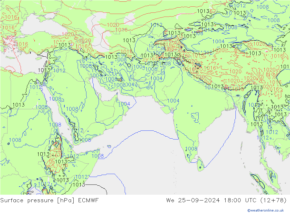 Surface pressure ECMWF We 25.09.2024 18 UTC