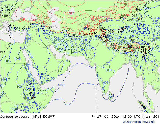 приземное давление ECMWF пт 27.09.2024 12 UTC