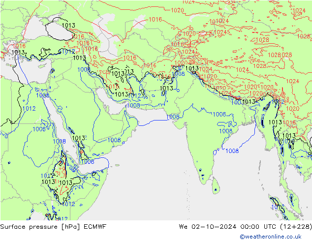 Pressione al suolo ECMWF mer 02.10.2024 00 UTC