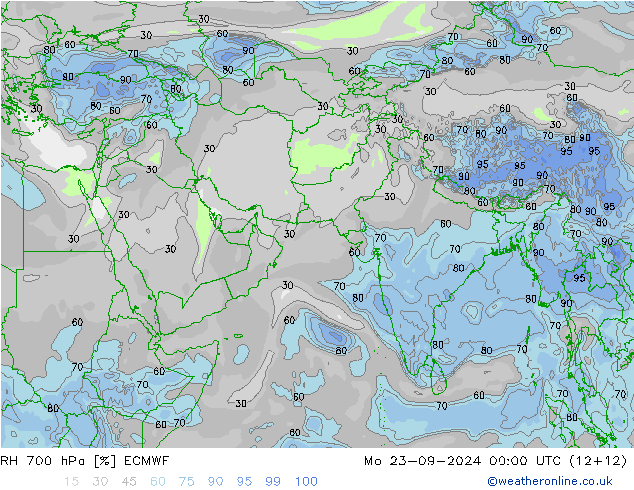 700 hPa Nispi Nem ECMWF Pzt 23.09.2024 00 UTC