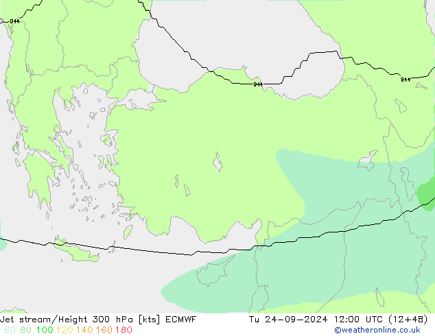 Jet stream/Height 300 hPa ECMWF Tu 24.09.2024 12 UTC