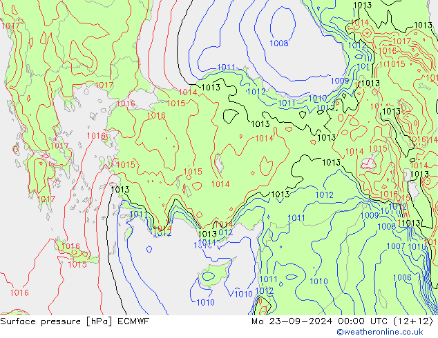 Surface pressure ECMWF Mo 23.09.2024 00 UTC