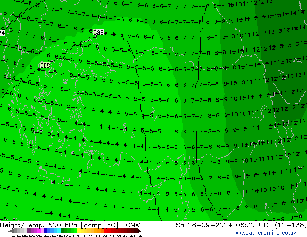 Height/Temp. 500 hPa ECMWF Sáb 28.09.2024 06 UTC