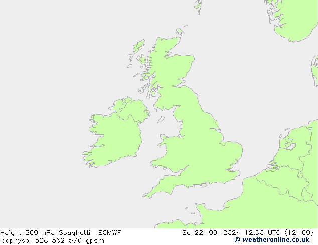 Height 500 hPa Spaghetti ECMWF  22.09.2024 12 UTC