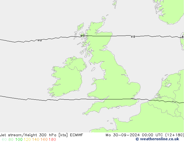 Corrente a getto ECMWF lun 30.09.2024 00 UTC