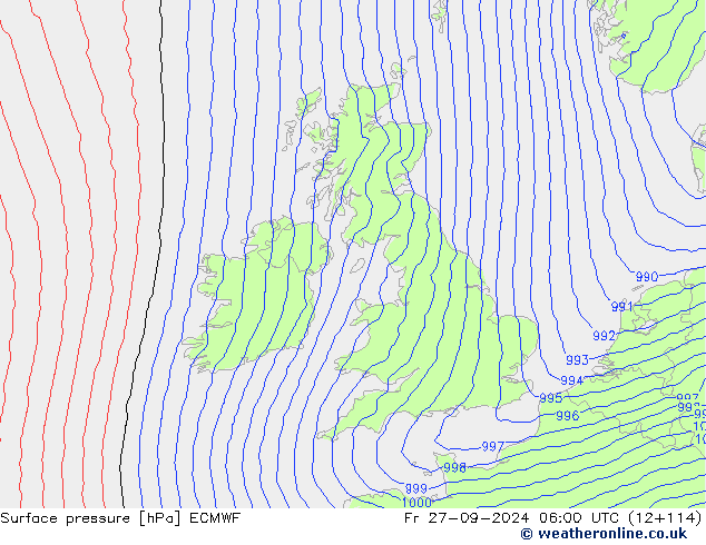 Surface pressure ECMWF Fr 27.09.2024 06 UTC