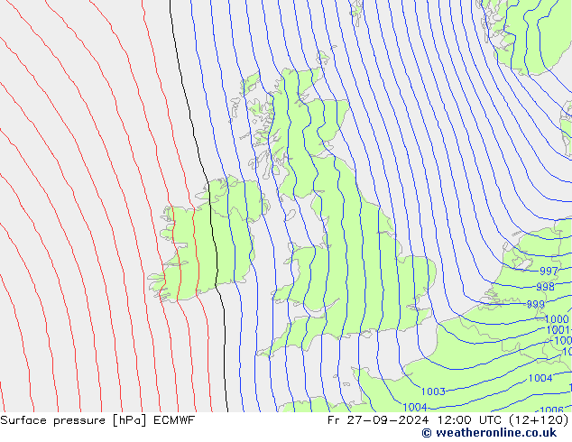 Pressione al suolo ECMWF ven 27.09.2024 12 UTC