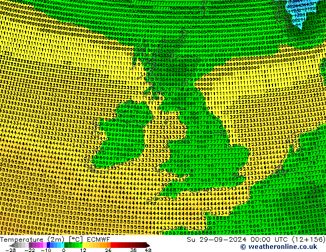 Sıcaklık Haritası (2m) ECMWF Paz 29.09.2024 00 UTC