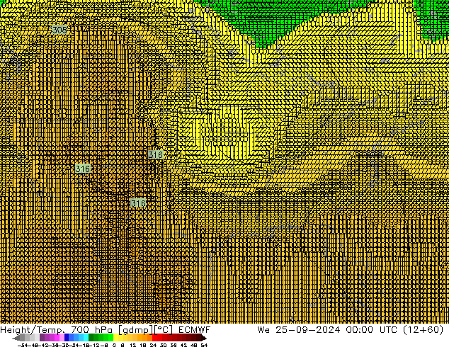 Height/Temp. 700 hPa ECMWF  25.09.2024 00 UTC