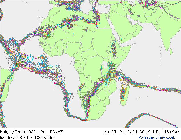 Yükseklik/Sıc. 925 hPa ECMWF Pzt 23.09.2024 00 UTC