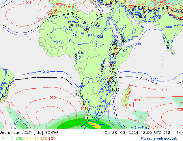 Polarjet/Bodendruck ECMWF Sa 28.09.2024 18 UTC