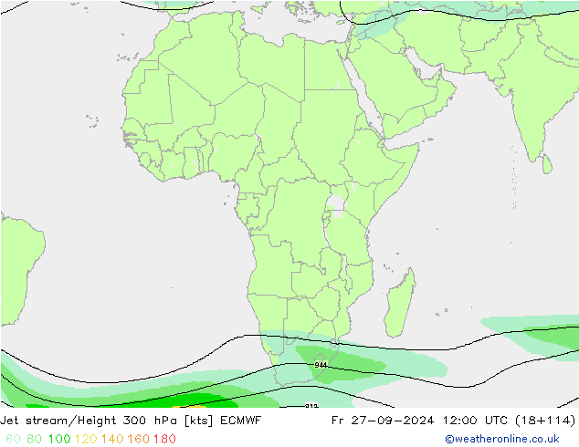 Jet stream/Height 300 hPa ECMWF Fr 27.09.2024 12 UTC