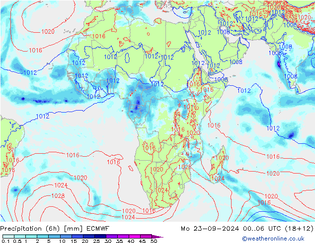 Yağış (6h) ECMWF Pzt 23.09.2024 06 UTC