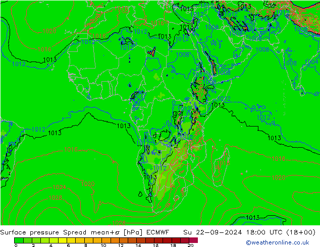 Yer basıncı Spread ECMWF Paz 22.09.2024 18 UTC