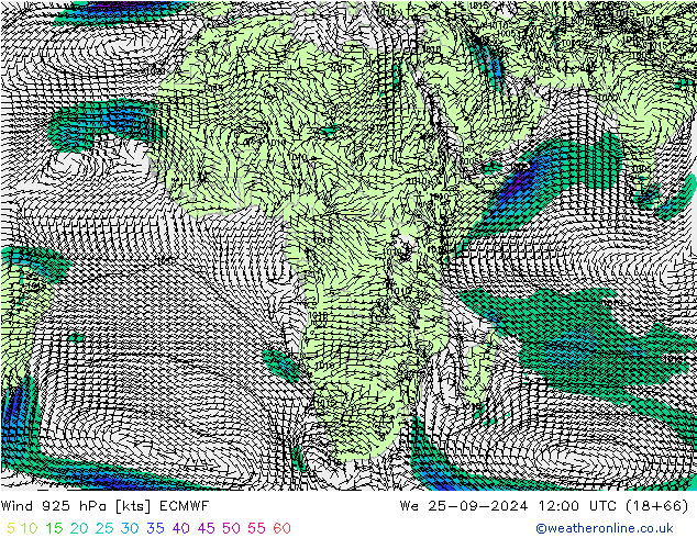 Wind 925 hPa ECMWF We 25.09.2024 12 UTC