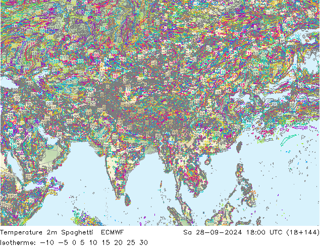 Sıcaklık Haritası 2m Spaghetti ECMWF Cts 28.09.2024 18 UTC