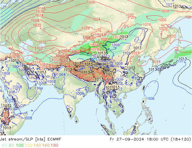 Jet stream/SLP ECMWF Pá 27.09.2024 18 UTC