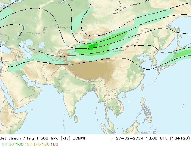 Jet stream/Height 300 hPa ECMWF Fr 27.09.2024 18 UTC