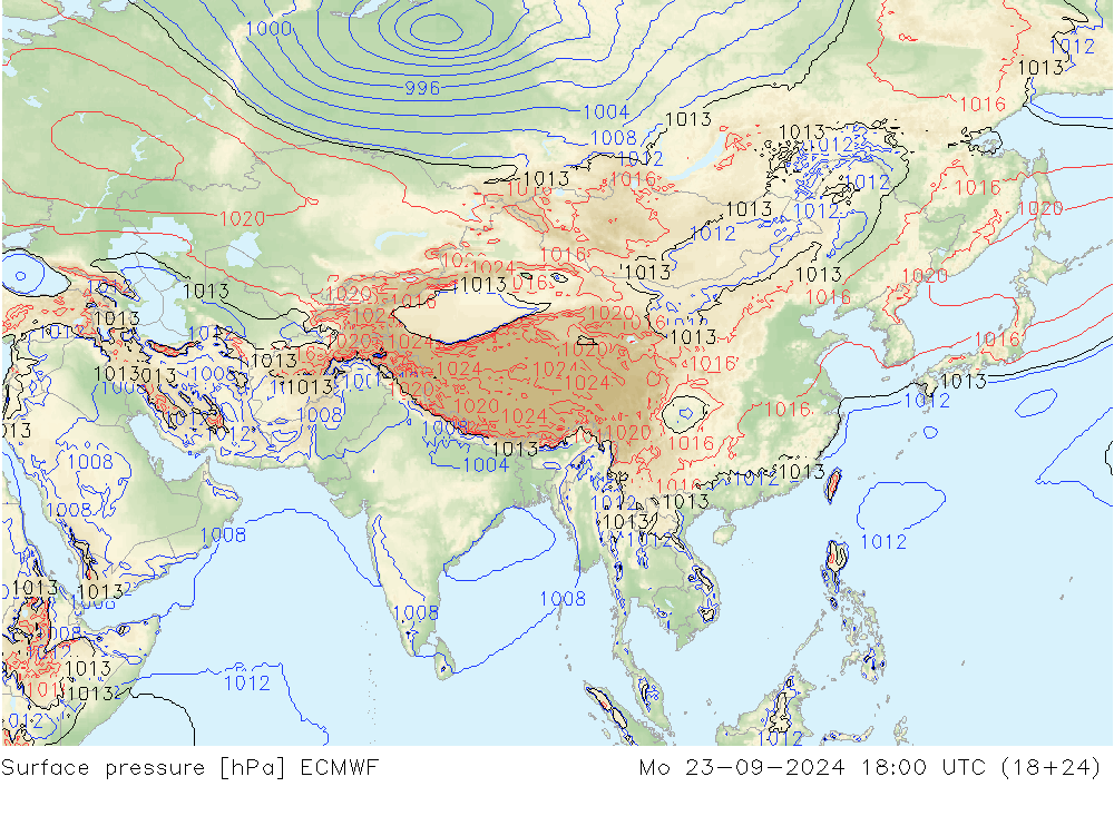 Yer basıncı ECMWF Pzt 23.09.2024 18 UTC