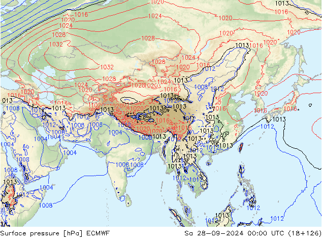 ciśnienie ECMWF so. 28.09.2024 00 UTC