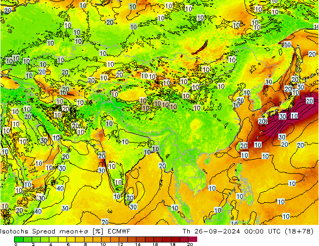 Isotachs Spread ECMWF Qui 26.09.2024 00 UTC