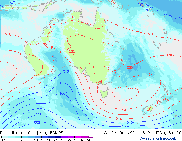 Precipitation (6h) ECMWF Sa 28.09.2024 00 UTC