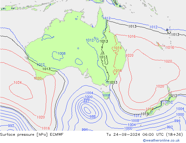 Bodendruck ECMWF Di 24.09.2024 06 UTC