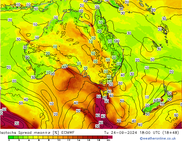 Isotachs Spread ECMWF Tu 24.09.2024 18 UTC