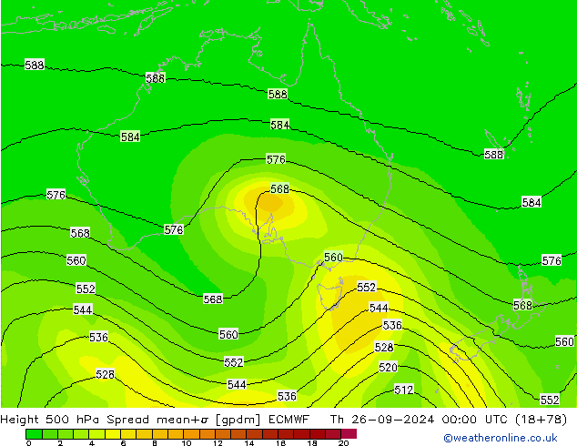 Height 500 hPa Spread ECMWF Qui 26.09.2024 00 UTC