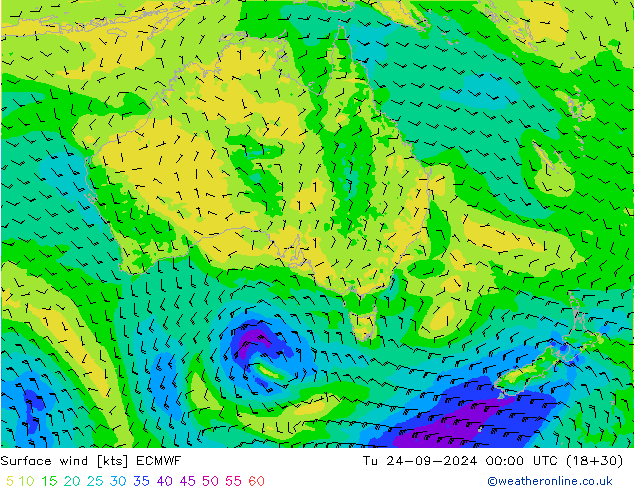 Vent 10 m ECMWF mar 24.09.2024 00 UTC