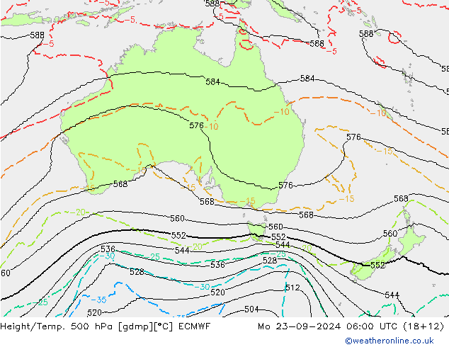 Height/Temp. 500 hPa ECMWF lun 23.09.2024 06 UTC