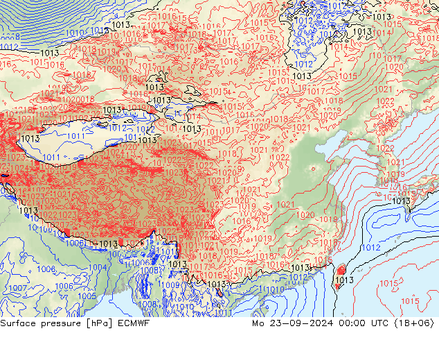 Bodendruck ECMWF Mo 23.09.2024 00 UTC