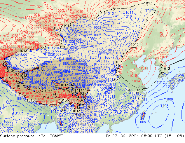 Yer basıncı ECMWF Cu 27.09.2024 06 UTC