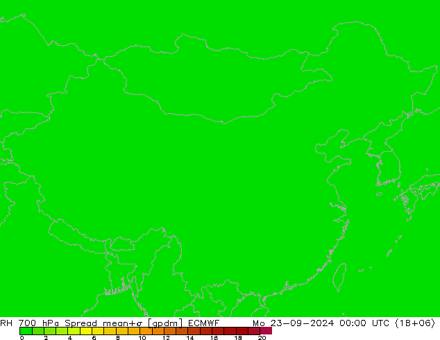 RH 700 hPa Spread ECMWF 星期一 23.09.2024 00 UTC